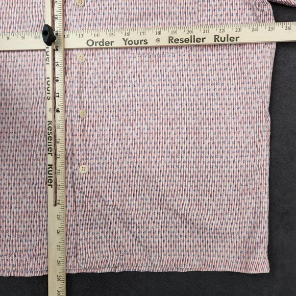 Armani Jeans Shirt Mens Medium Red Striped Linen Blend Short Sleeve Button Up - Picture 8 of 11